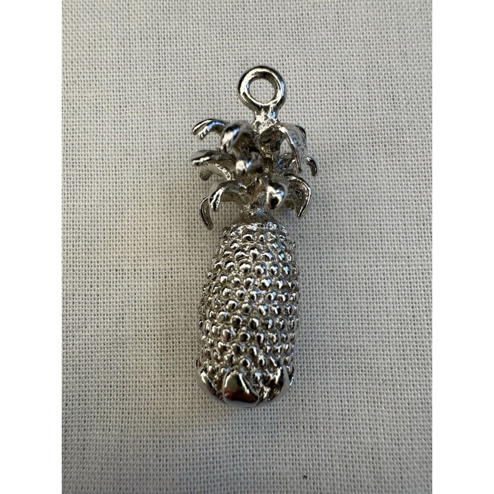Vintage 925 Sterling Silver 3D Pineapple‎ Charm Pendant Heavy 7.62g Tropical